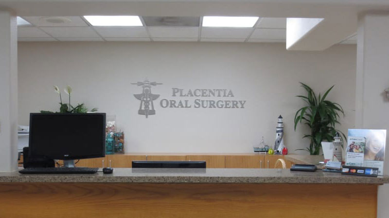 Reception area at Placentia Oral Surgery.